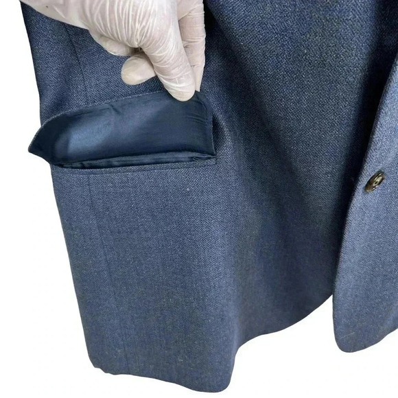 Joseph Abboud 48R 55% SILK 45% WOOL American Soft Jacket Blue Check Parisian USA - Picture 5 of 16